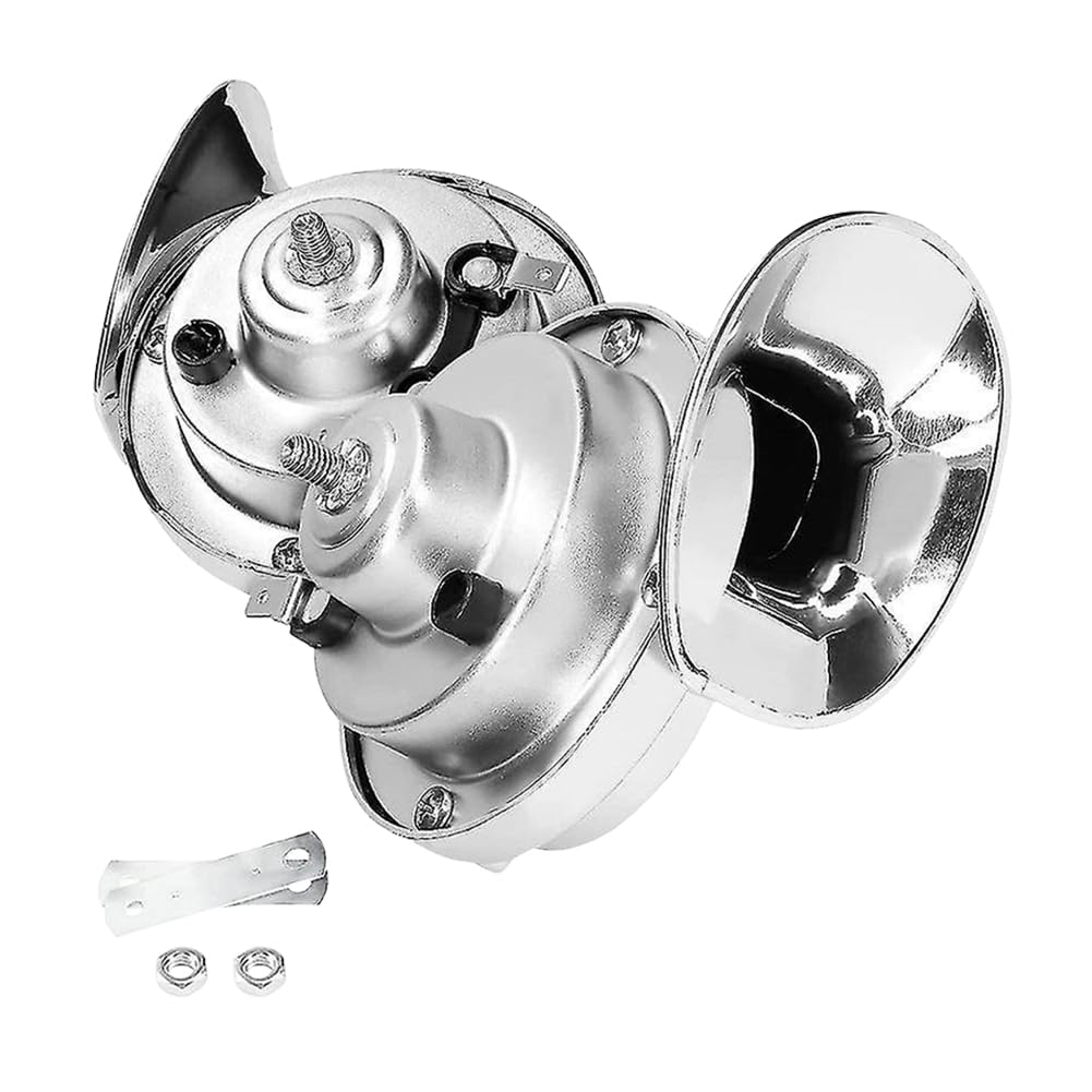 Bocina Coche 2 uds 12V bocina de Coche 300DB Impermeable Altavoz automotriz Universal bocinas de Tren Motocicleta camión Barco Claxon Coche(Silver)