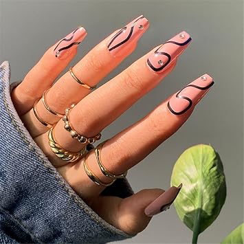 24pcs/Box Ballerina Coffin False Nail Tip Acrylic Full Cover Coffin Press on Nails Long Fake Nails Tips False Nails Art Accessories