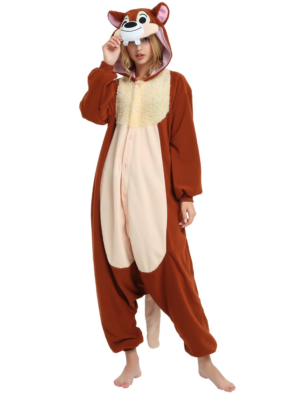 Chip n Dale Chipmunk Onesie for Adults and Teenagers Brown