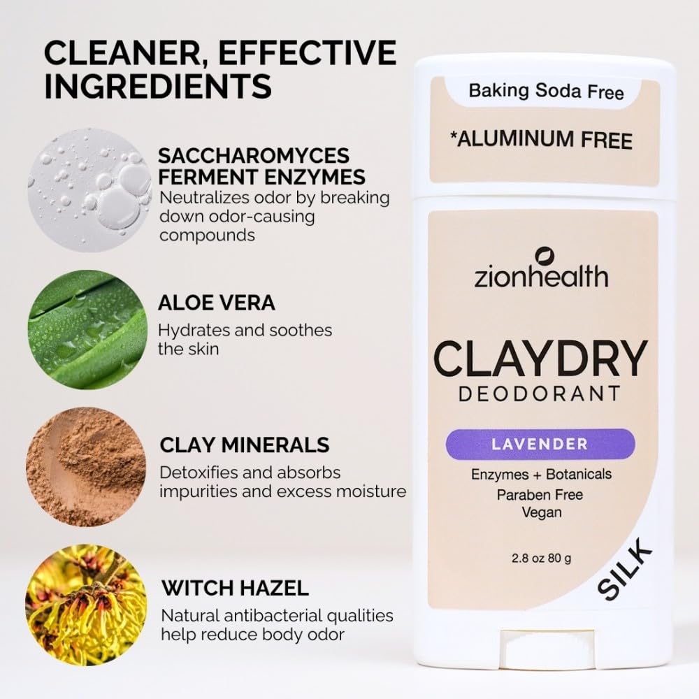 ZionHealth ClayDry SILK Deodorant, Lavender, 2.8 Ounce image 2