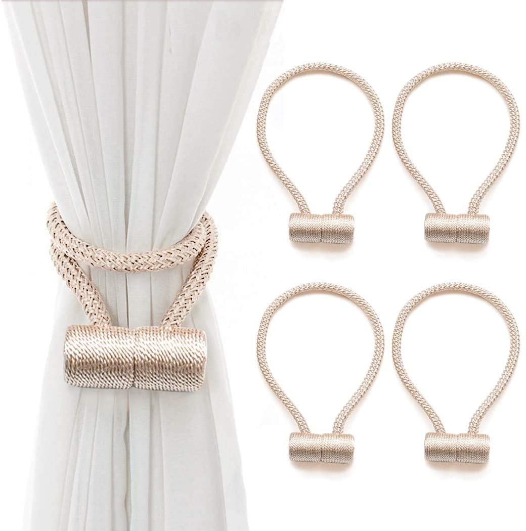 Sangles de rideau, boucle de rideau, embrasse de rideau, embrasse de rideau magnétique, 2/4 pièces pinces for rideaux, attaches de corde, boucles de porte-rideaux for draperies de fenêtre (doré, paque