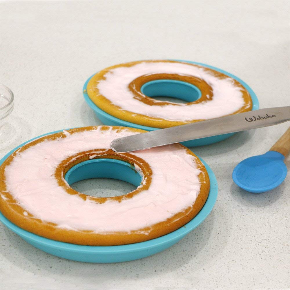 webake Stampo in Silicone per Torte a Forma di Grande Ciambella Antiaderente Stampi Ciambellone per Torte, Tortiera, Grande Gelatina, Pane, Ciambelloni, con anello, 24 cm