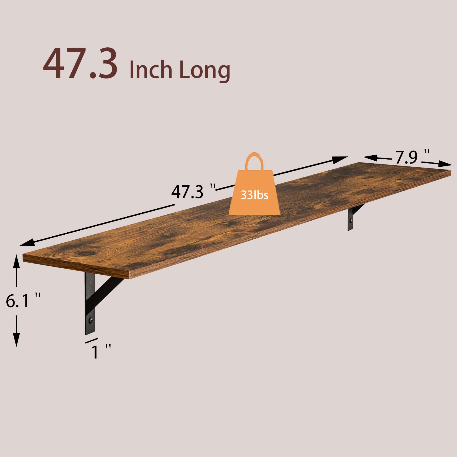 Amazon.com: DINZI LVJ Long Wall Shelves, Set of 4, 47.3Inch