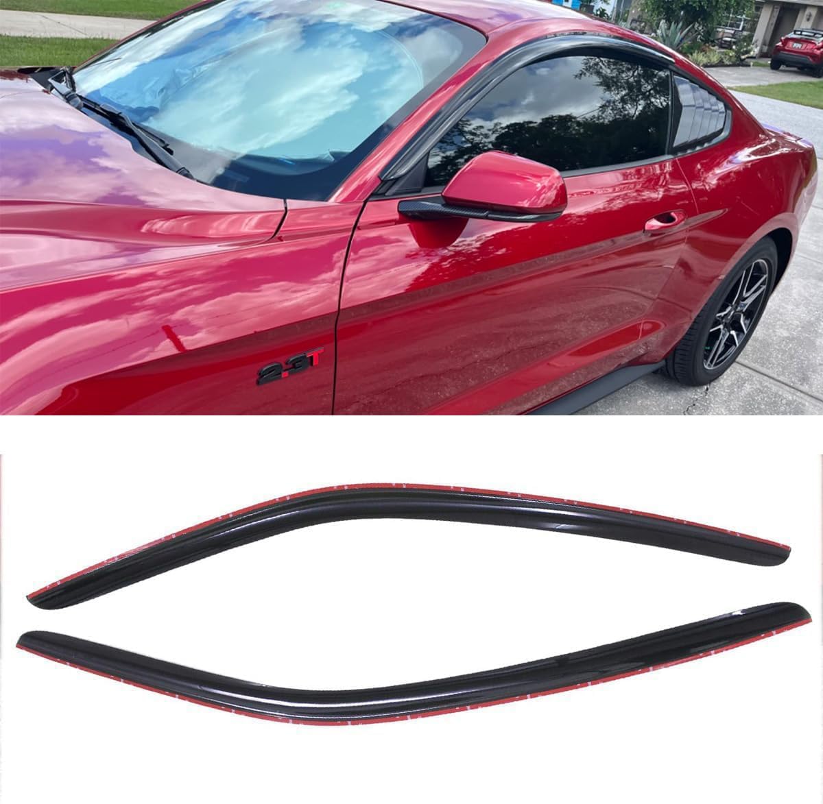 2pcs Original Shatterproof Rainproof Window Wind Deflectors for Mustang 15-23,Tape On Rain Guard Sets,Vent Window Deflector,Good Looking Window Visors fit for Ford 2015-2023 Mustang 92359 2pcs for 2015-2020 Ford Mustang