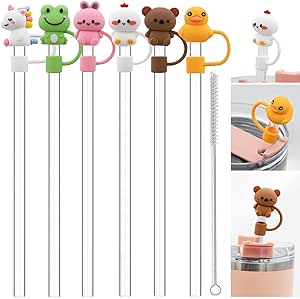6 Edelstahl Strohhalme Für Stanley Tumbler - Mit Silikonspitzen & Bürste
