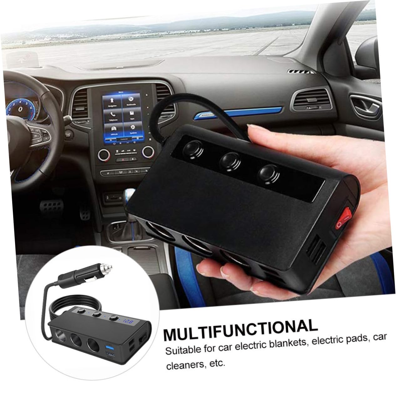 DOITOOL 180w Cargador De Coche Puertos USB y Adaptadores De Mechero Distribuidor De Energía para Dispositivos Móviles Cámaras