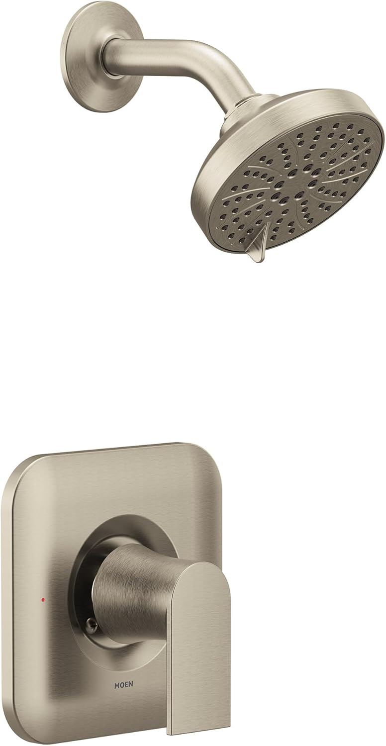 Moen Genta LX Brushed Nickel Pressure Balancing Eco-Performance Modern Shower Trim with Showerhead and Lever Handle, Posi-Temp Valve Required, T2472EPBN - Image 2