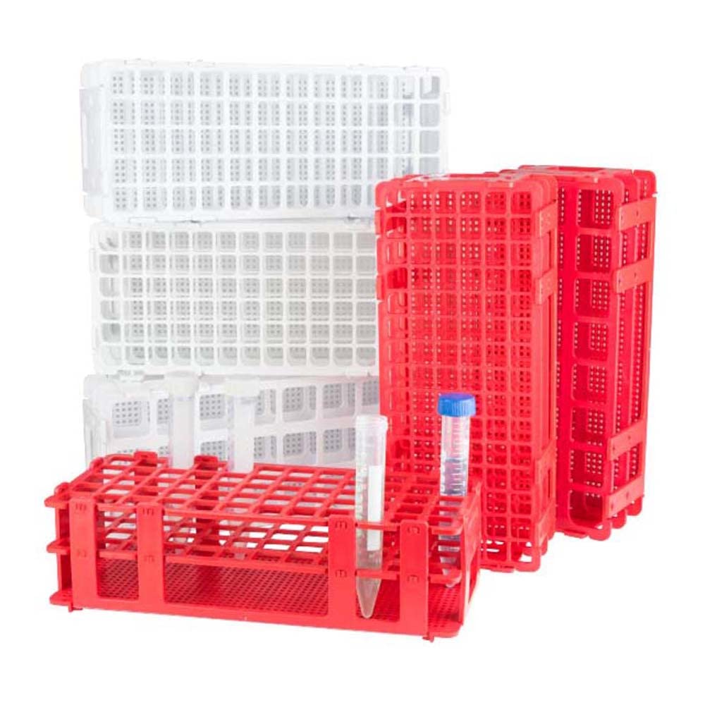 neoLab 6-2541 - Estructura para tubos de ensayo de polipropileno para coche, 60 capacidad, 5 x 12 agujeros, 16 mm de diámetro, orificio de 16,5 mm de diámetro, color blanco