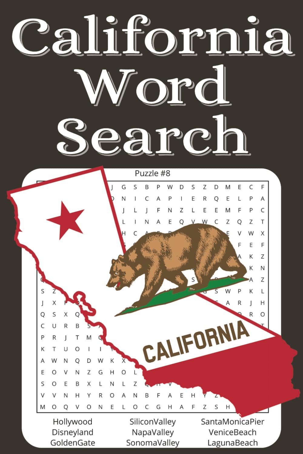 California word search: Word searches with easy to read print California, Hollywood, Los Angeles, cities, landmarks, and more | 6x9 inches, 110 pages ... gift for vacations, holidays and free times