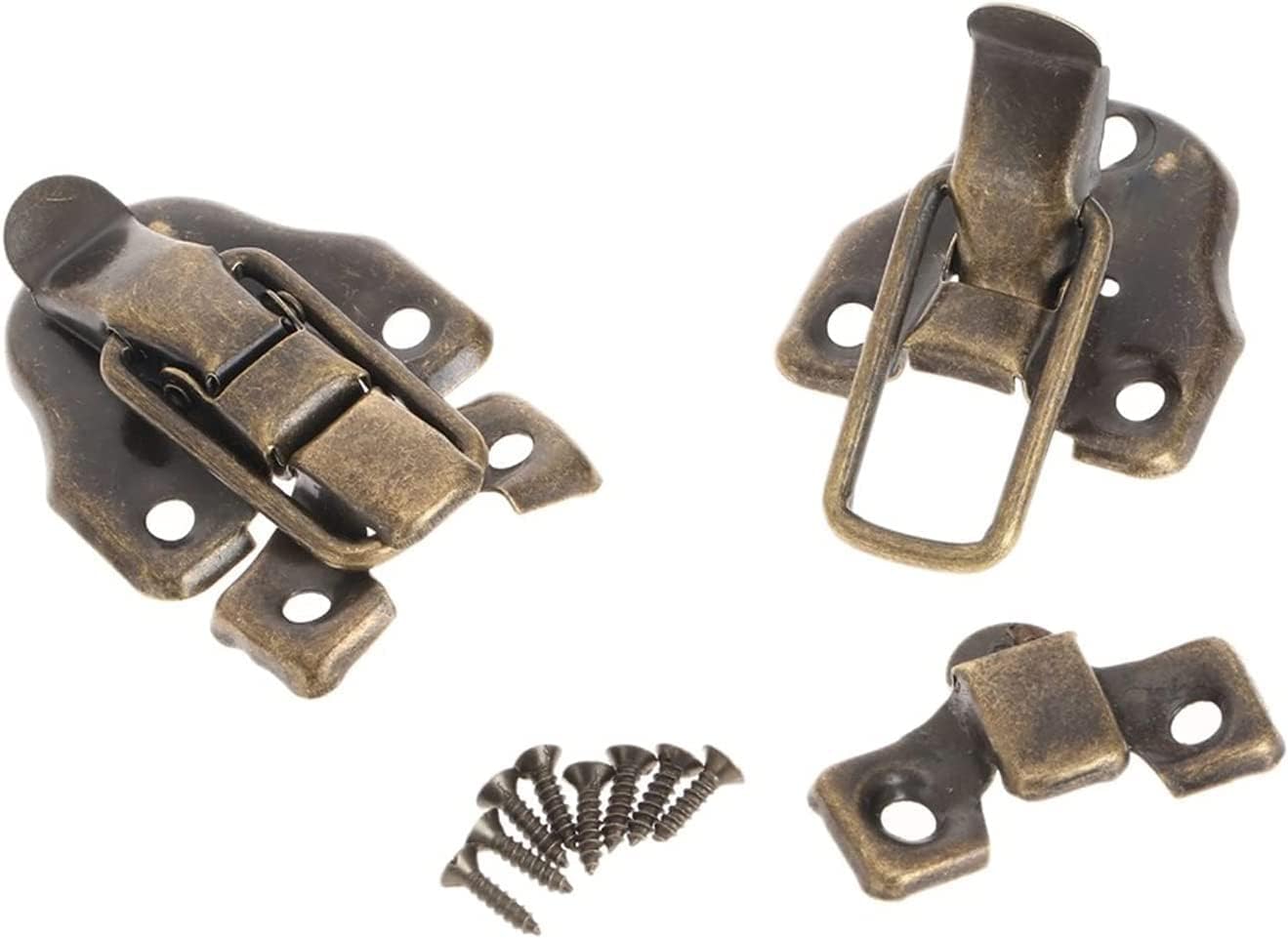 Antique Retro Hasp Lock Buckle Hook Eye Latch,4 Pieces of Furniture Hardware Iron Toggle Small Wooden Box Jewelry Padlock Gift Brass Drawer Latch