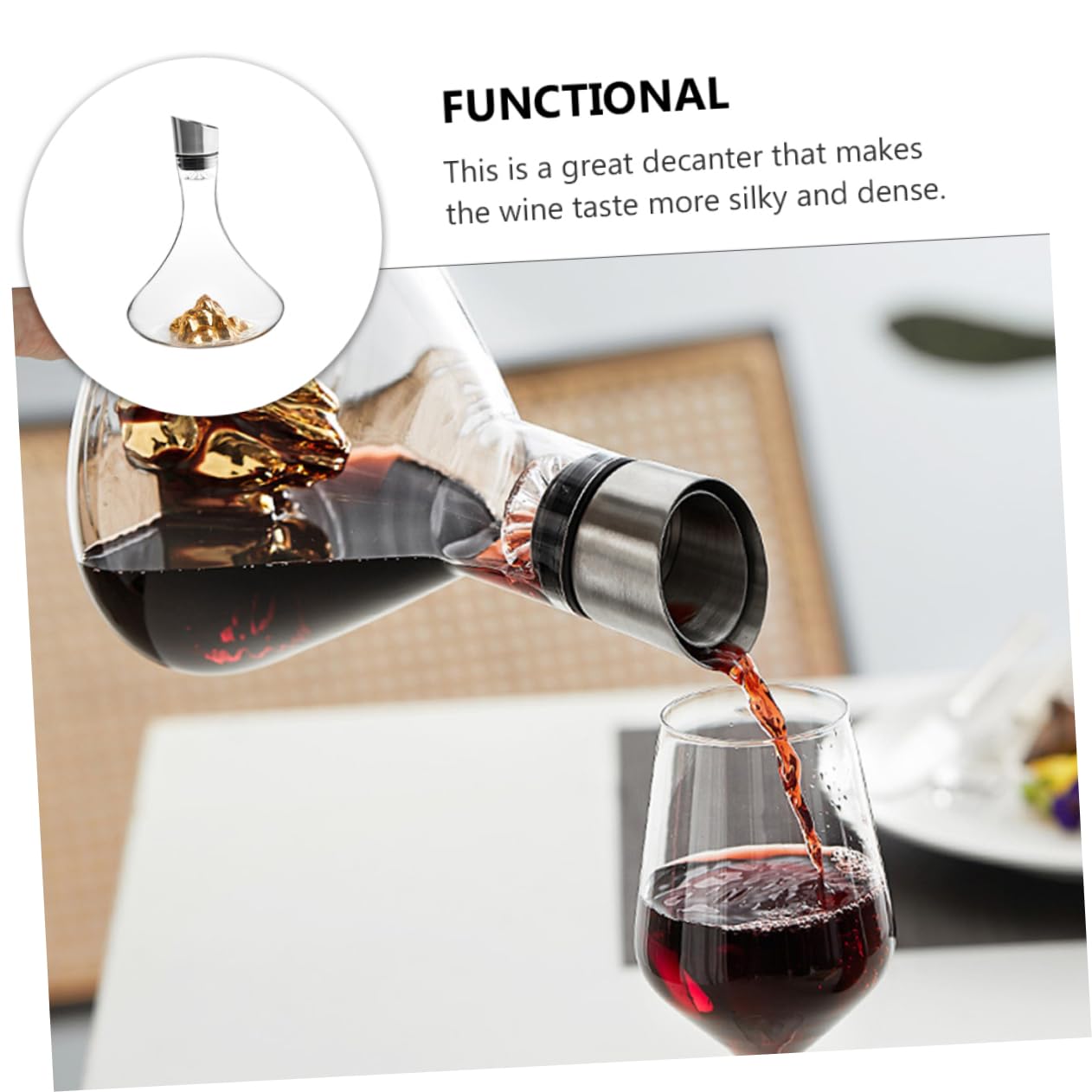 GLEAVI Decantador De Vino De Transparente Hogar Artesanal Decoración De Escritorio Decantador De Vino Portátil Oxigenador
