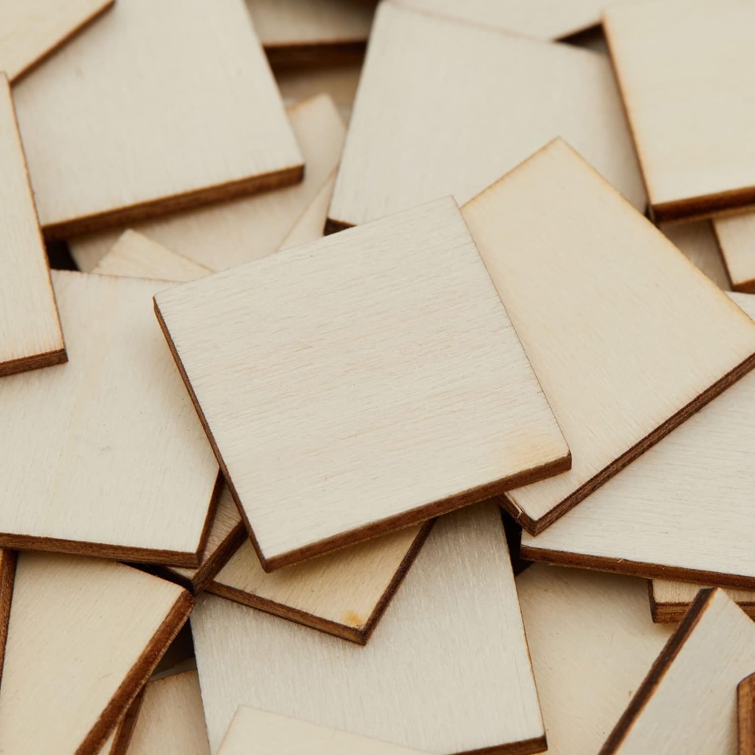 Cliths 75 Pcs 1x1 Inch Wood Squares with Straight Corners - Ideal for Crafts - Unfinished Wooden Cutouts for DIY Projects 3