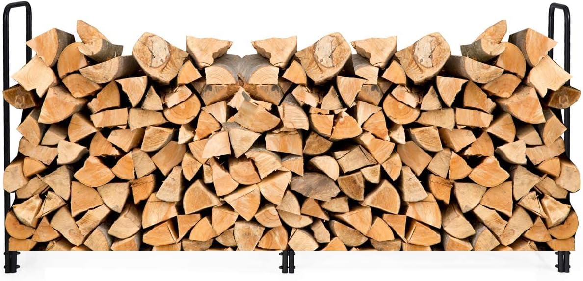 Salches 8ft Firewood Log Rack, Solid Firewood Storage Holder, Fireplace Wood Stacker, Easy to Assemble, Outdoor Wood Stacker for Fireplace/Patio/Deck/Fire Pit