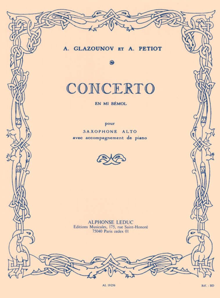 Concerto en mi Bemol - saxophone Mib Et Piano By Alexander Glazunov. for E-Flat saxophone and Piano