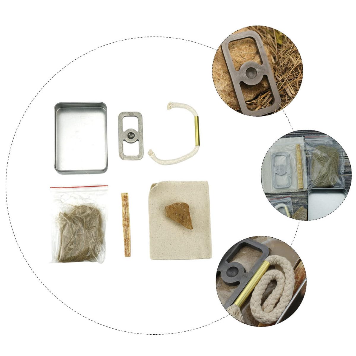 Kit de Encendedor de Fuego para Campamento, 1 Set, Algodón y Metal