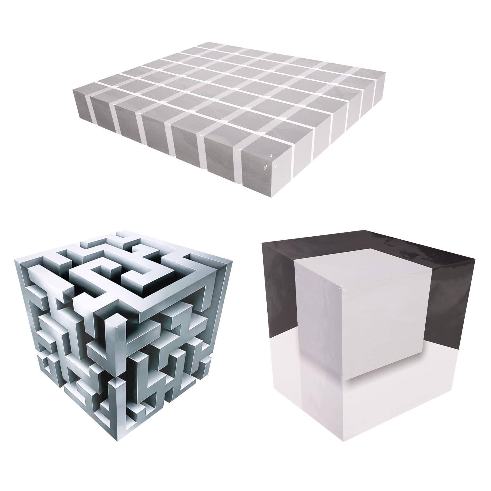 3Pcs Impossible Corners 3D Wall Art Illusion Corner Decal Removable Peel and Stick Stereoscopic Cube Sticker Wall Art Home Decor for Living Room Office Dorm ﻿
