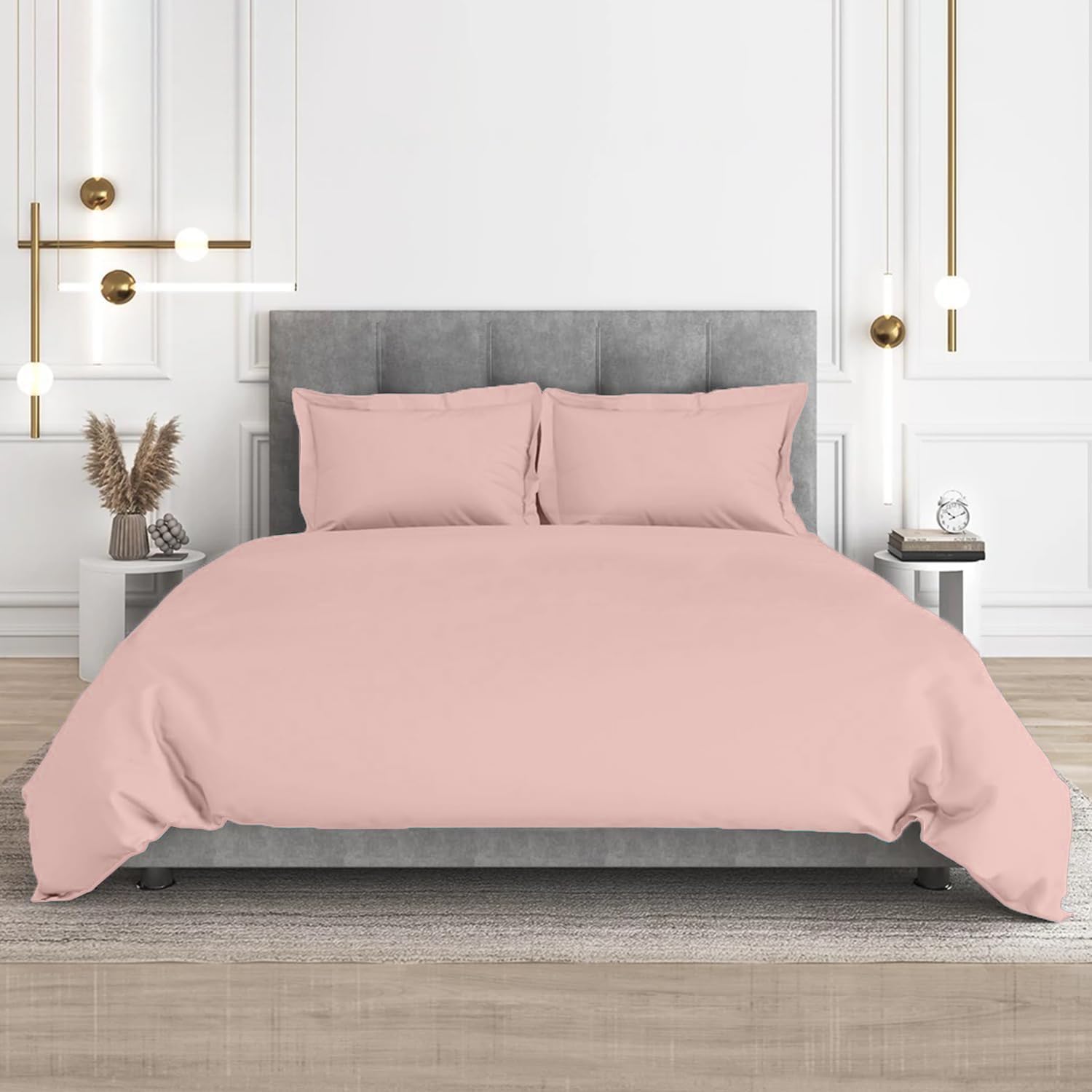Funda nórdica de algodón egipcio de 1000 hilos CharlottelyHues Queen color blush satén