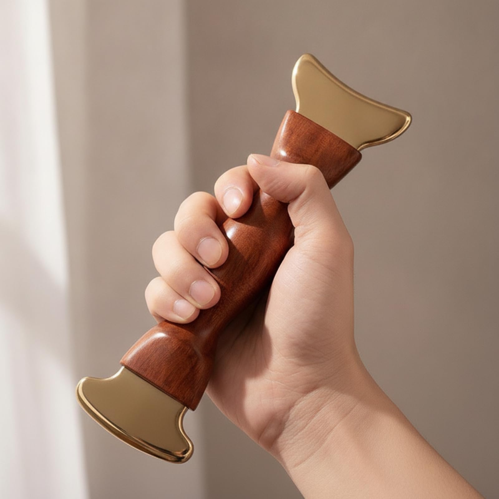 Gua Sha Werkzeug mit griff handlich Massagewerkzeug mit Filztasche rostfrei Massagegerät für Heimmassage