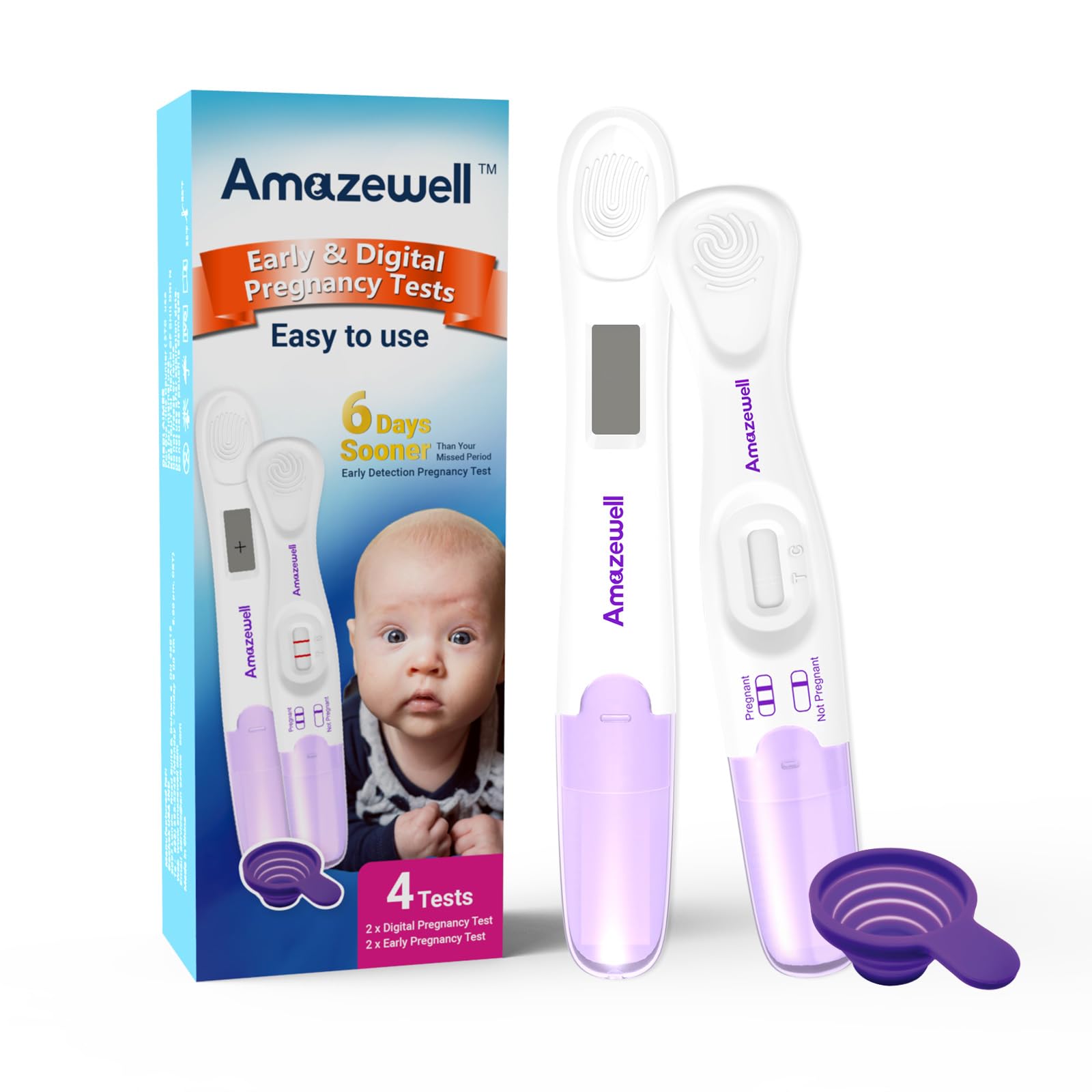 Early Pregnancy Test Kit,Digital Pregnancy Test with Cup at Home,4 Tests (2 Digital+2 Early+1 Urine Cup) 2 Early + 2 Digital + 1 Urine Cup