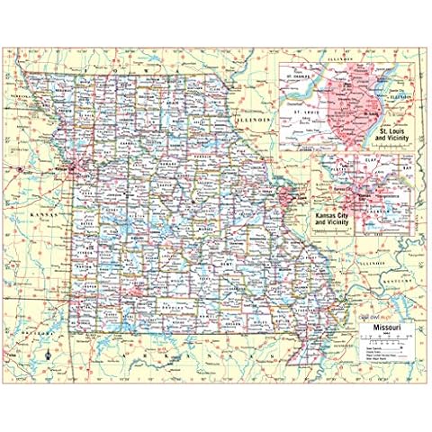 Cool Owl Maps Missouri State Wall Map Poster Large Print Rolled 30"Wx24"H - Paper Cover