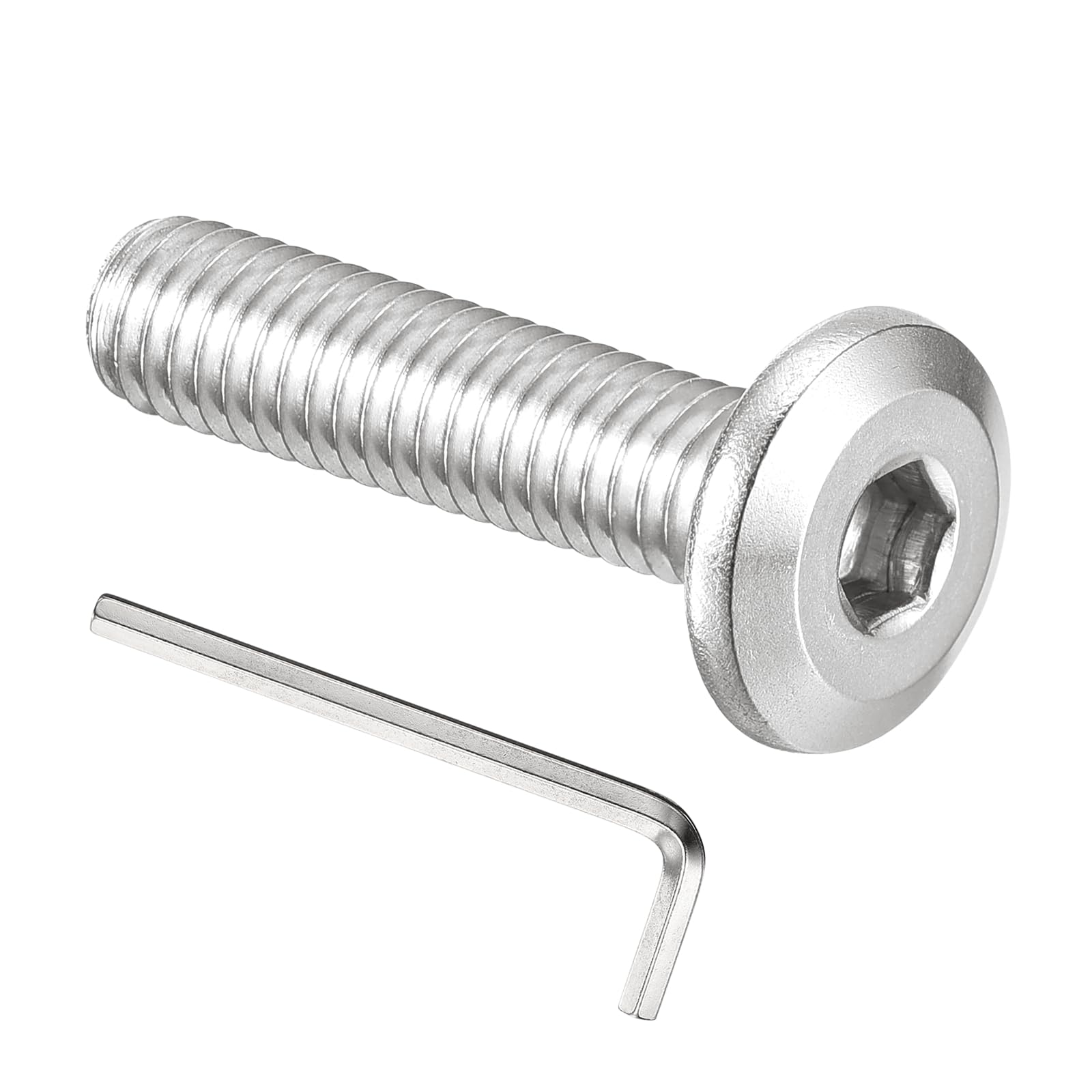 PATIKIL M6x25mm Flat Head Hex Socket Cap Screws Bolts, 20PCS 304 Stainless Steel 18-8 Furniture Bolt with Hex Allen Wrench for Bed Chair Repairs Ship Assembly Mechanical Industry, Silver