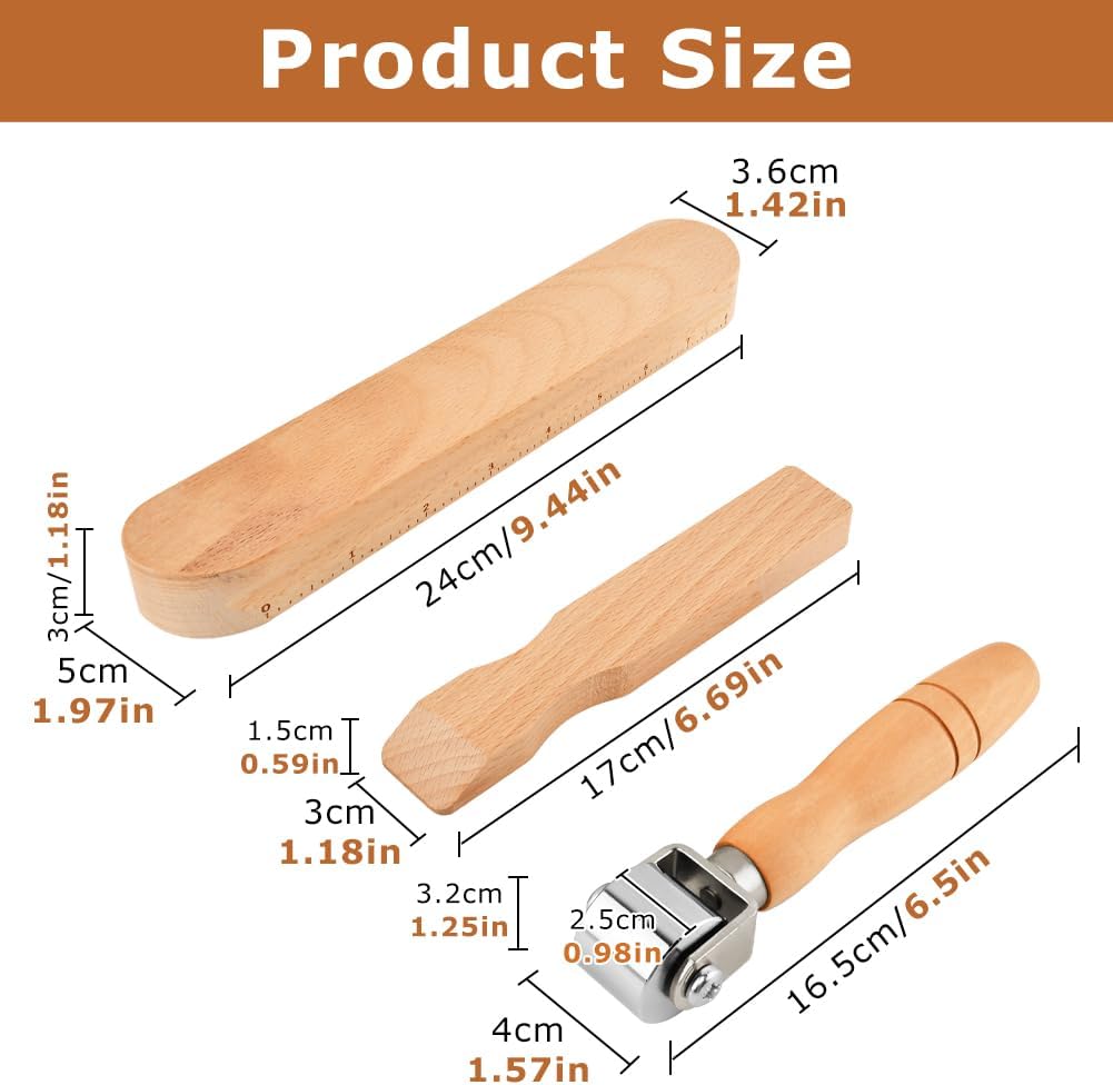 3PCS Wooden Clapper Sewing Quilting Tool Set Include Tailors Clapper,Wood Pressing Stick,Quilting Seam Roller,Professional Sewing Tool for Sewing, Quilting, Ironing
