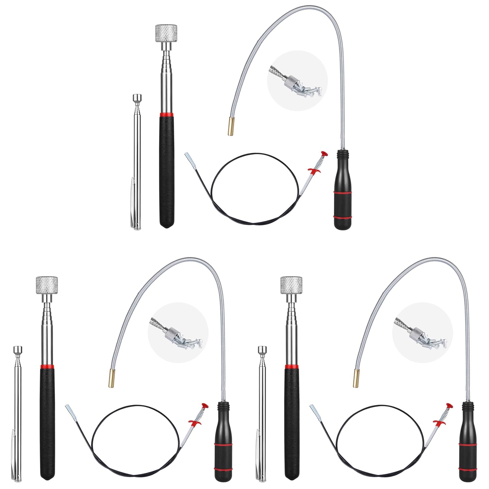 Jnchdghwa As Shown 12X Telescoping Magnet Pick-Up Tool Set, Extendable Magnetic Telescoping Pickup Tool 1-15 Lb & 23Inch Bendable Spring