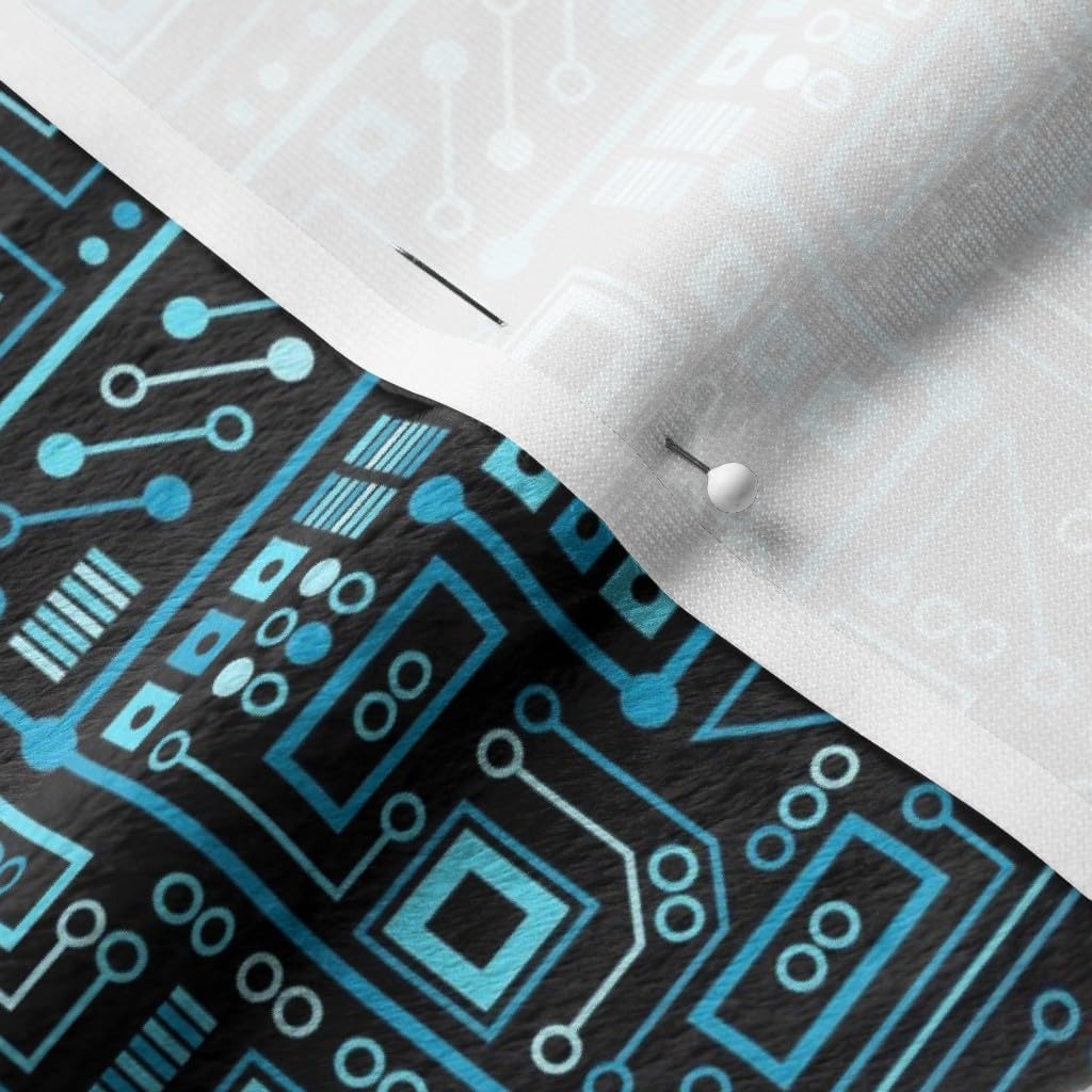 Spoonflower Fabric - Blue Small Nerd Geek Technology Circuit Robot Computer Tech Nerdy Printed on Minky Fabric by The Yard - Sewing Baby Blankets Quilt Backing Plush
