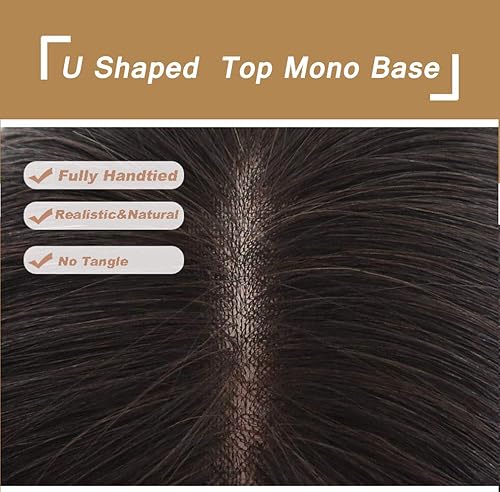 Miniatura 7 de AiUree Parte superior de cabello rizado en forma de U hecha a mano, pieza de cabello humano ondulado, 100% cabello humano con flequillo, postizo