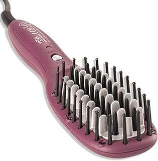 VEGA PROFESSIONAL Mighty Mini Hair Straightening Brush For Women With Ceramic Bristles, Overheating Protection Technology, Quick Heat-Up, Auto Shut-Off (Vpvms-08),Burgundy