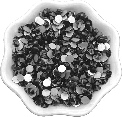 Miniatura 4 de Ely D 1440 diamantes de imitación de cristal negros con parte trasera plana gemas redondas piedras preciosas sueltas de vidrio SS08 0098in para