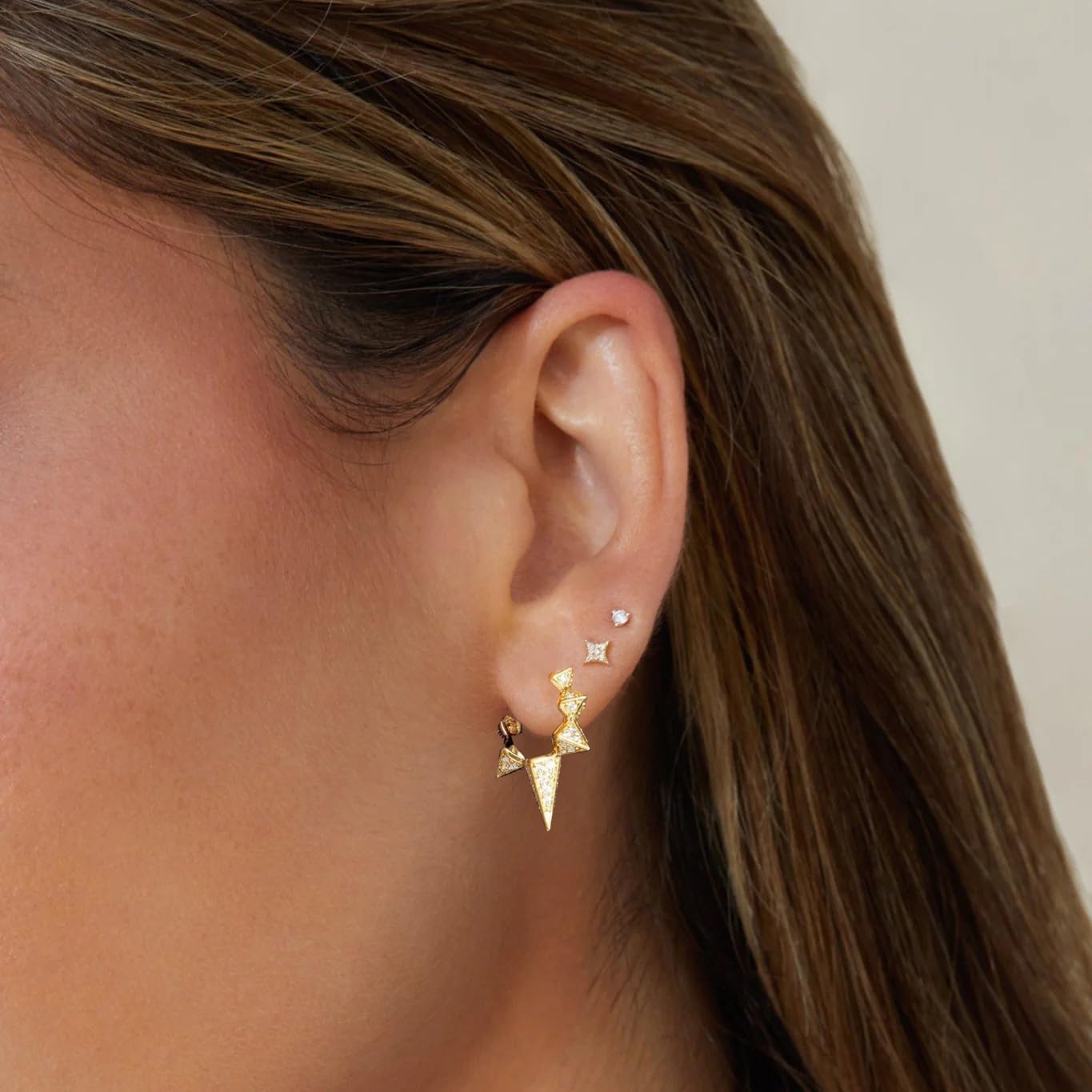 Obidos Gold Hoop Earrings -14K Gold Plated Statement Earrings - Spike Huggie Small Hoop Earrings for Women Boho Simple Hypoallergenic Earrings - Image 4