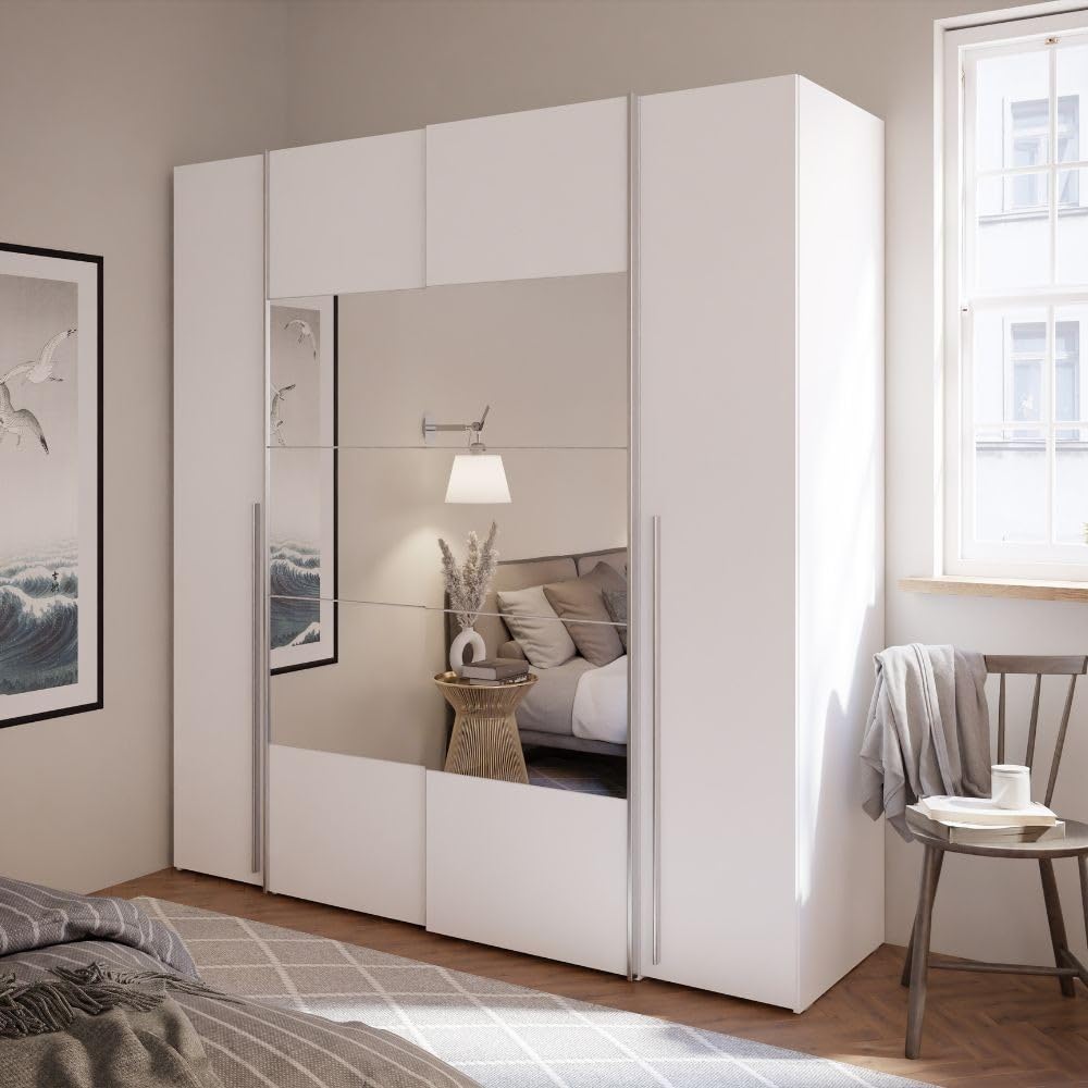 Armadio Camera da Letto 2 Ante, Guardaroba Camera da Letto 200.1x61.2x210.5 cm Colore Bianco