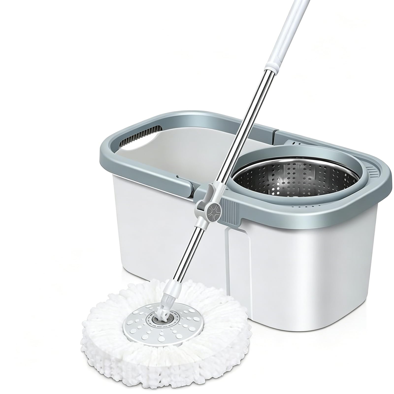 IUYIXWFP Spin Mop and Bucket Set – Hands-Free Self-Wringing, Dry & Wet Floor Cleaning System, 360° Rotating Microfiber Mop with Large Capacity Bucket,A