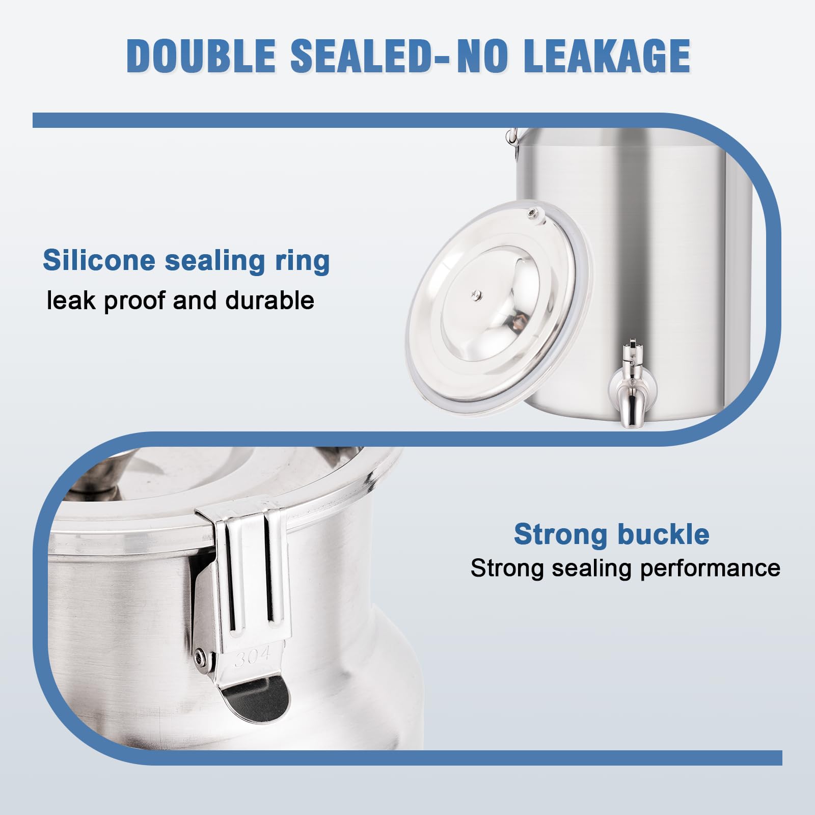 YUCHENGTECH Bidon à Lait en Acier Inoxydable 304 Seau de Transport de Lait 5L avec Couvercle et Robinet Scellés Pot à Lait Bidon à Huile/Lait Bidon à Lait Hermétique Seau à Lait en Acier Inoxydable