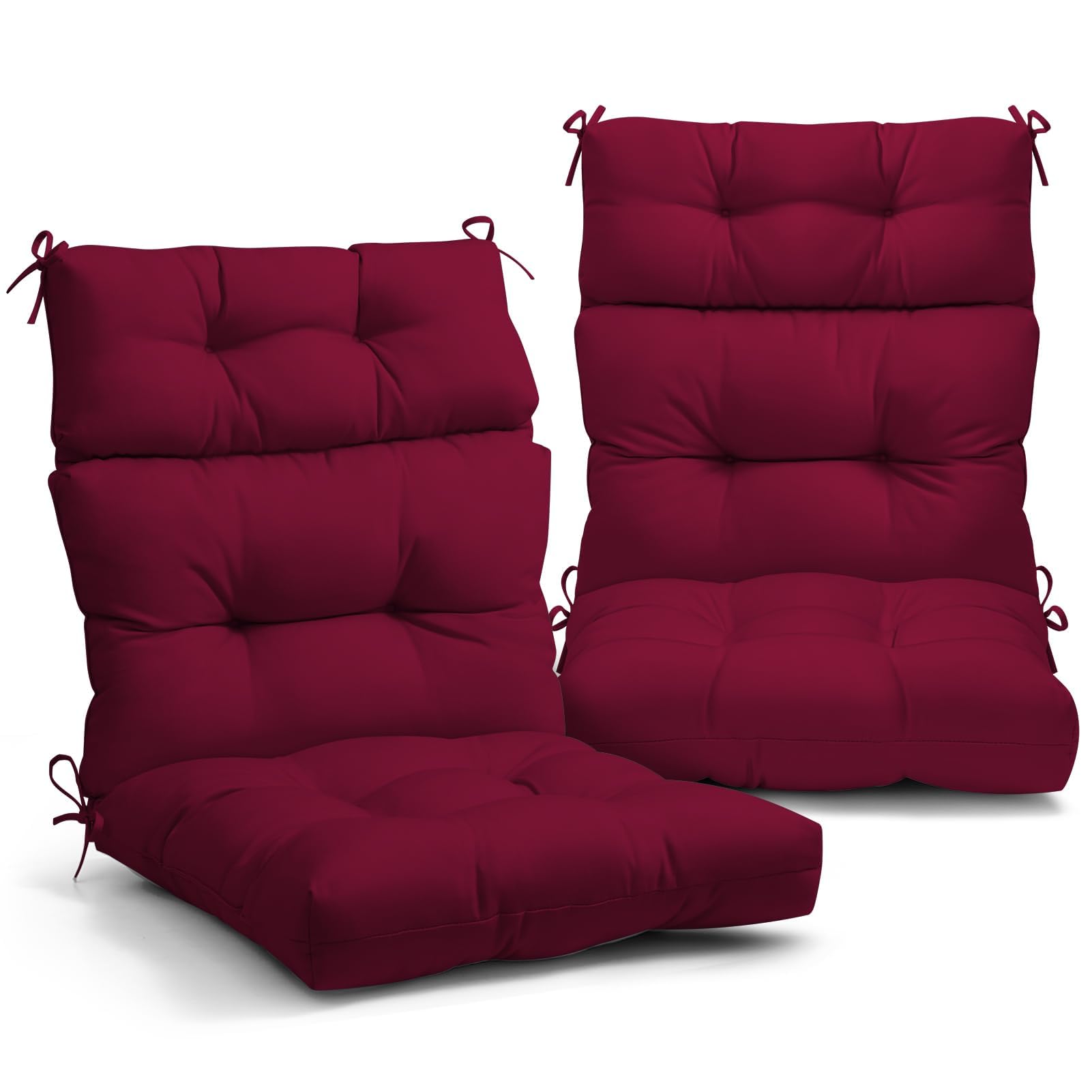 eagle peak tufted outdoor/indoor high back patio chair cushions, set of 2, 46'' x 22'', red purple(only one cushion) 