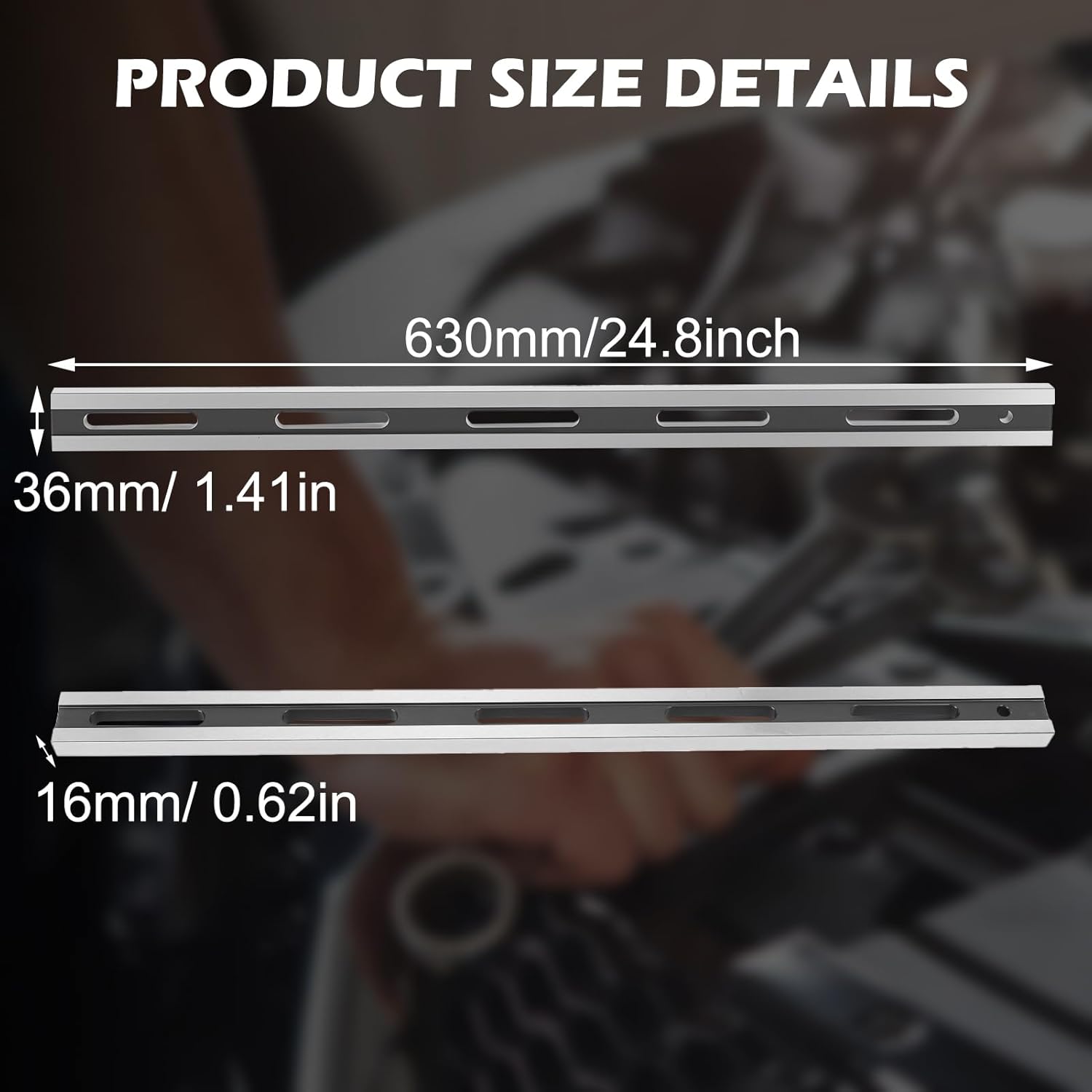 24 Inch Machinist Straight Edge Tool, Precision Steel Cylinder Head Straight Edge with Feeler Gauges for Engine Block Flywheel & Transmission Inspection