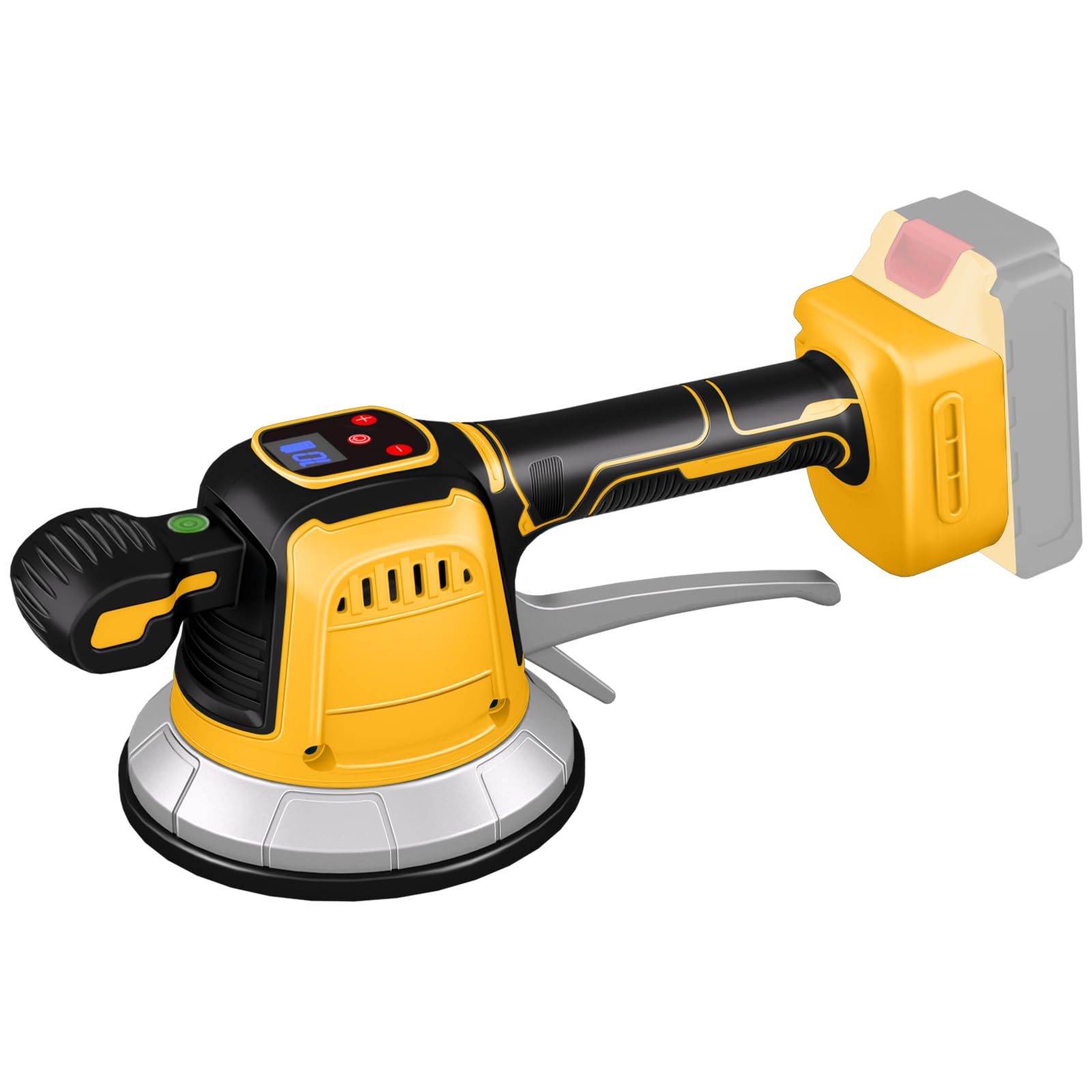 Akku Fliesenleger, Fliesenrüttler kompatibel mit Dewalt 20V Akku, Fliesenvibrator mit 10 Gängen, Digitalanzeige, 14,5cm Saugnapf und 150kg Adsorption zum Verlegen von 0,3-1,8m Fliese (KEINE Batterie)