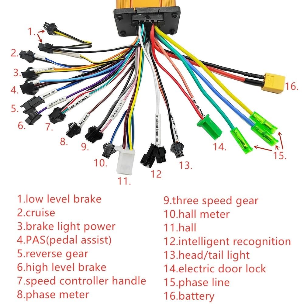 Centralina Monopattino Elettrico 24V 36V 48V 250W-350W 10A 12A 15A 18A 20A Bici elettrica/Scooter Motore Brushless Regolatore di velocità for E-Scooter E-Bicicletta E-Bike Centralina Bici Elettrica(Co