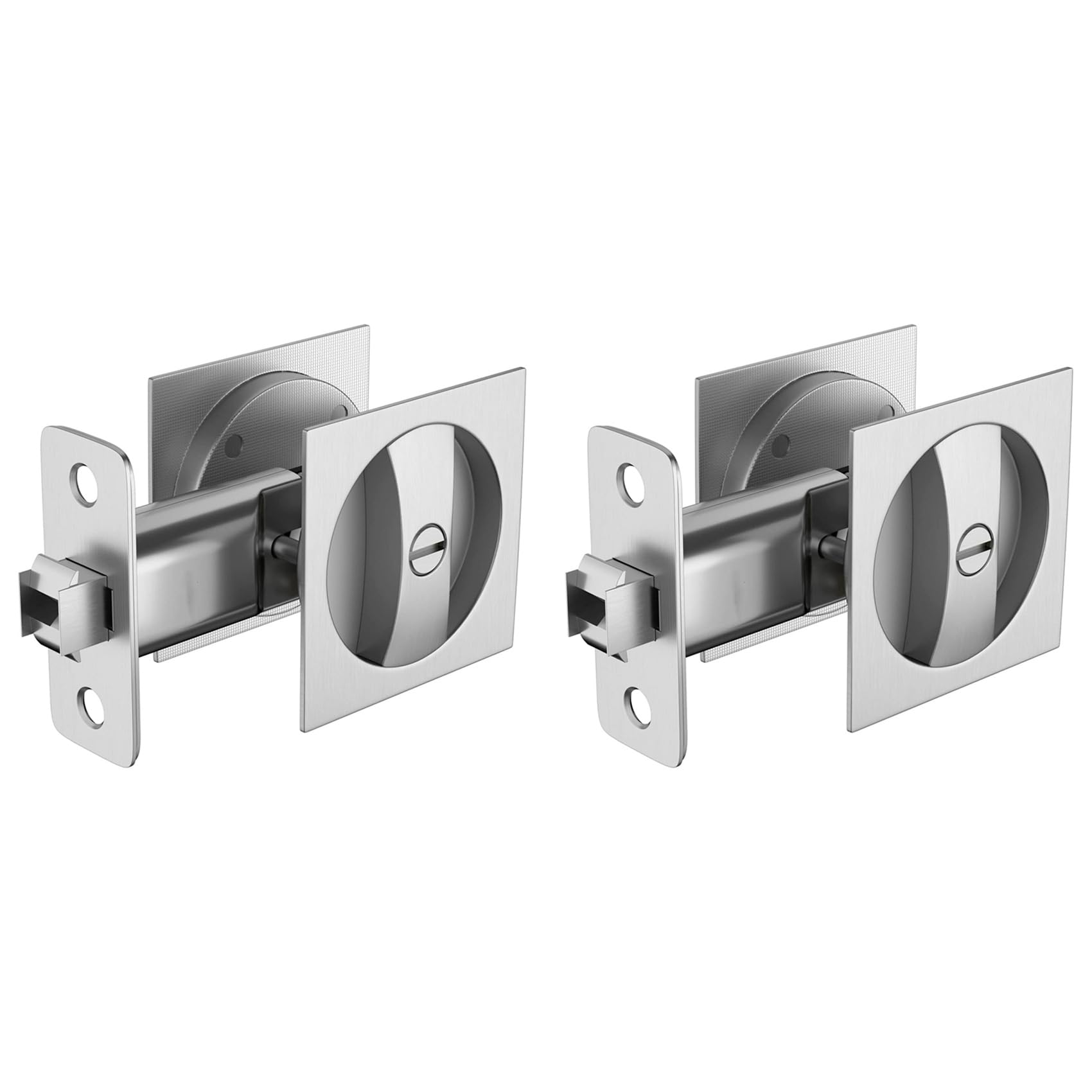 Jnchdghwa 2X Bed/Bath Pocket Door Lock, Satin Contemporary Privacy Square Pocket Door Hardware, Sliding Pocket Door