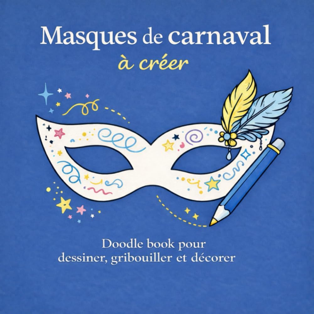 Masques de carnaval à créer; Doodle book pour dessiner, gribouiller et décorer: Un carnet créatif pour enfants, ados et adultes