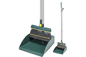 Broom and Dustpan Combo Set with Rotating Head for Easy Cleaning