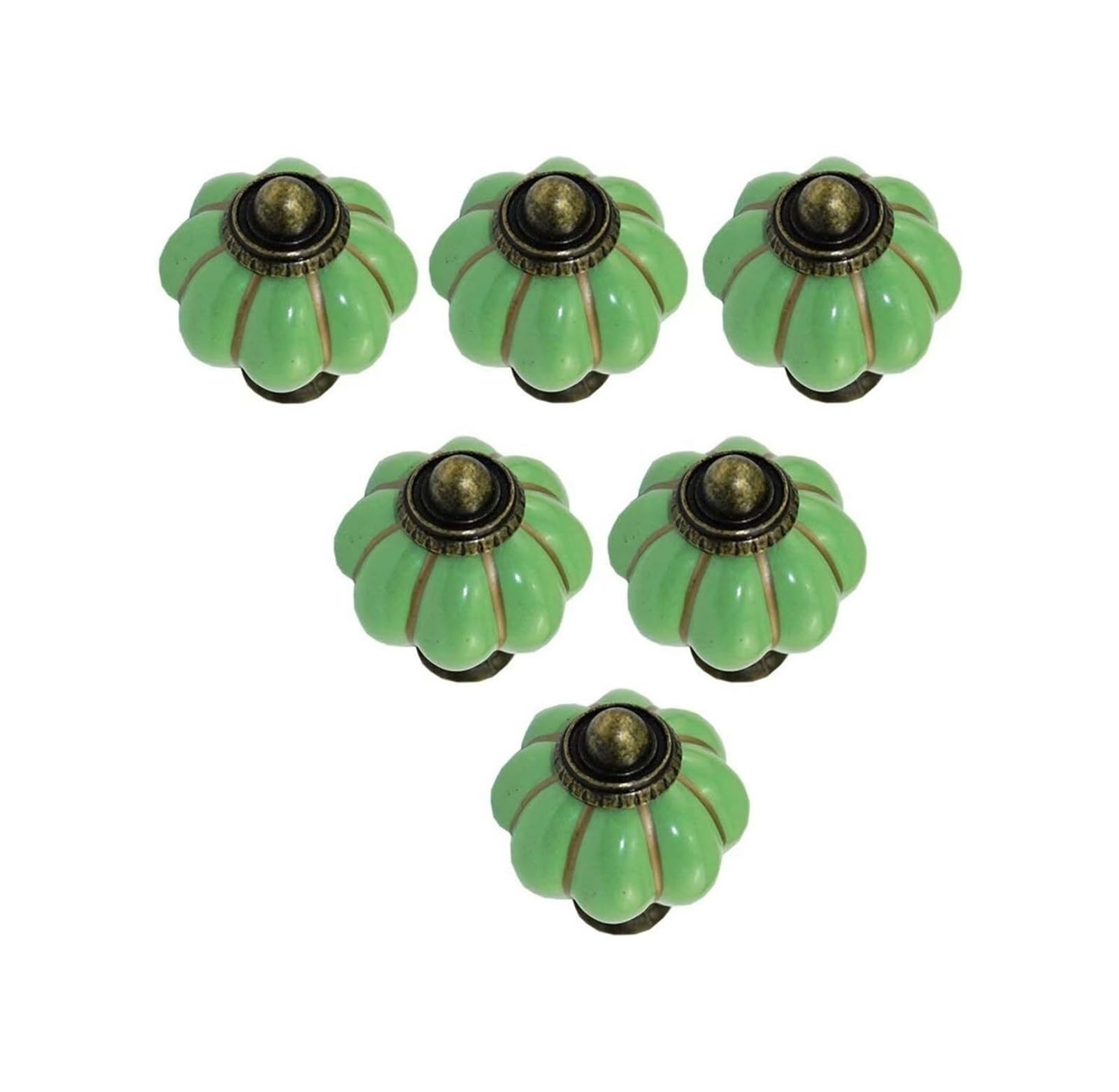 Opeximatun Ceramic Drawer Knobs, 6 pcs Ceramic Children's Room Drawer Knobs Single Hole(Green)