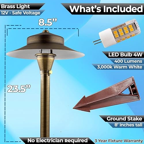 Miniatura 9 de Luces LED para camino, 120 luces de paisaje, iluminación de bajo voltaje de latón macizo, bombilla LED MR16 de 4 W, luz LED blanca cálida, luz de