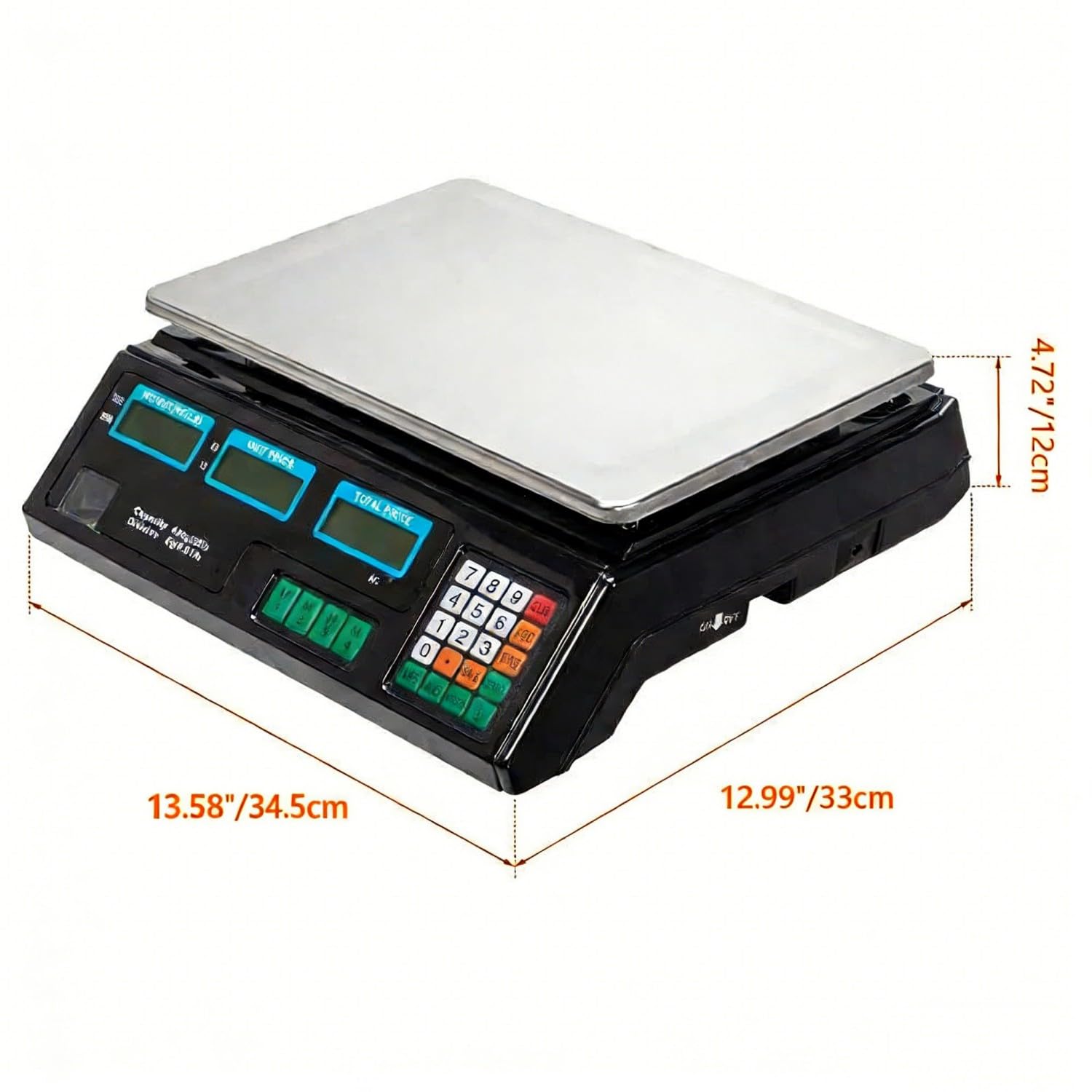 Digital Postal Scale 88 lb 40 kg, Computing Electronic Weighing Scale with Backlit LCD, Commercial Produce Food Shipping Scale, Silver Black
