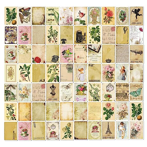 Image of Aesthetic Vintage Vinyl Journal Stickers for Phone Case, Laptop, Notebook, Dairy, Water Bottle, Etc Self-Adhesive Stickers Set of 50 Glossy and Waterproof Stickers (Vintage Theme, 23 cms)