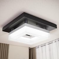 Sunco 8 Inch Square Black LED Flush Mount Ceiling Light, 1800LM Bright, 5 CCT Selectable 3000K-6500K, Damp Rated for Bathroom Kitchen Hallway