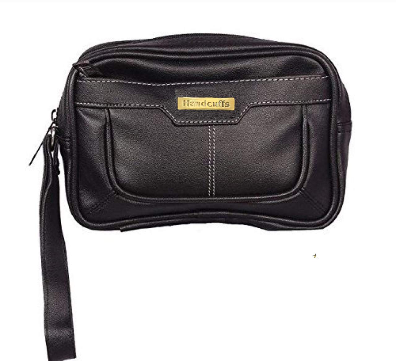Handcuffs Mens Toiletry Kit Cash Bag | Foam Leather | Money Carrying | Travel | Accessories | Essentials | Pouch | Shaving | Makeup | Cosmetic | Grooming | Handbag (Black) (B01NBW5VV3) Amazon Price History, Amazon Price Tracker