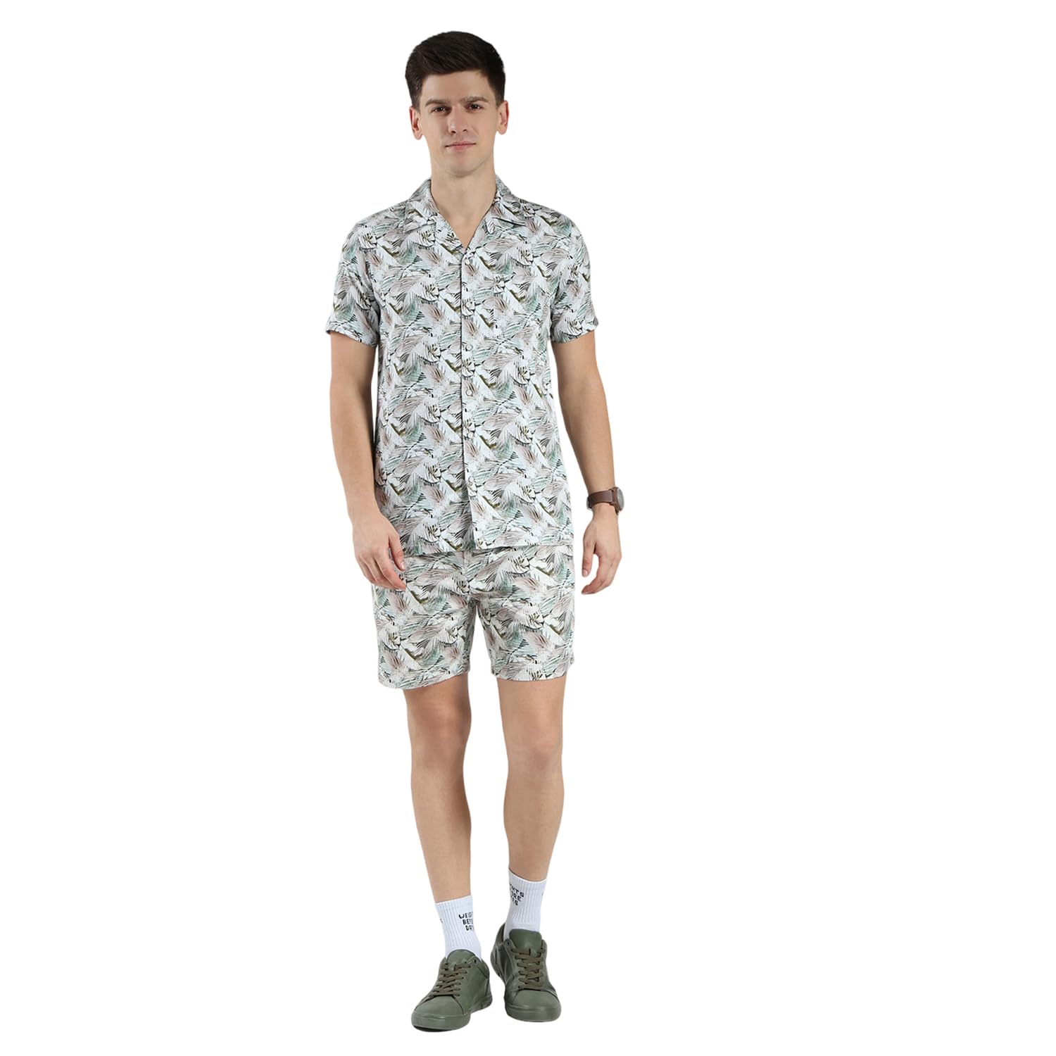 monte carlo Men's Regular Fit Printed Co-ord Set | Half Sleeve Shirt with Shorts | Lounge-wear Nightdress Set for Men-picture-19
