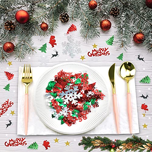 Christmas Confetti 3.5 OZ Christmas Table Glitter Confetti Mix Foil Snowflake,Pentagram,Santa Claus,Pine, Merry Christmas Alphabet,Elk,Christmas Tree Confetti for Christmas Party Decoration - Thumbnail 5